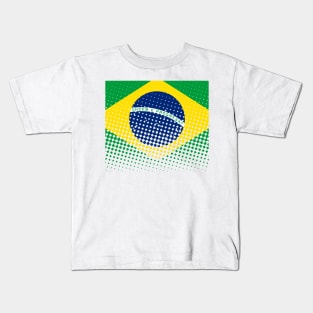 Flag Of Brazil With Halftone Effect Kids T-Shirt